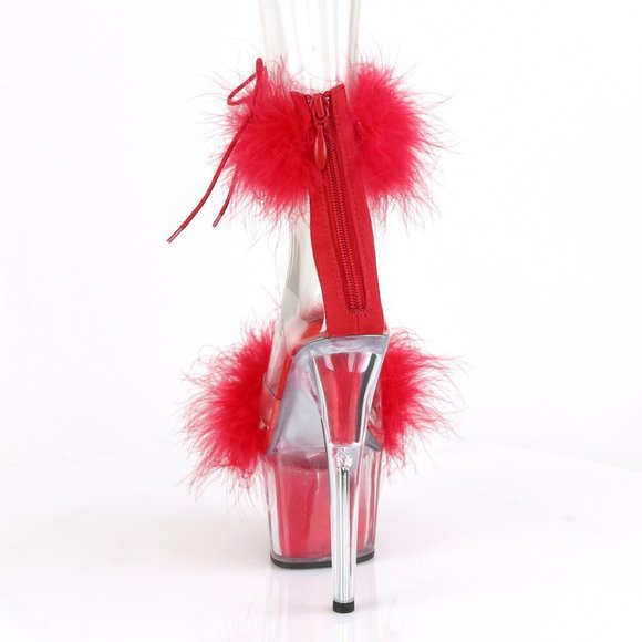 Platform Marabou Fur Clear High Heel Shoes - Picture 5 of 5